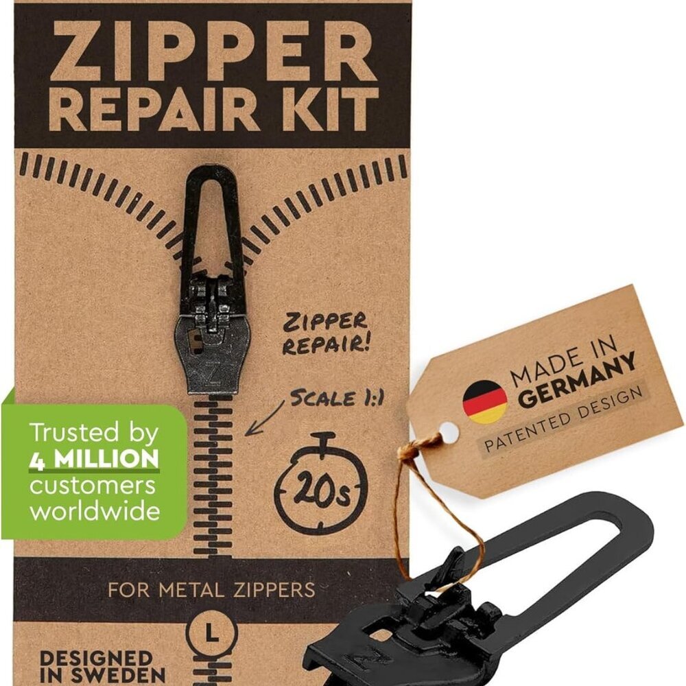 Zipper Pull Replacement - Black, Normal L - Instant Zipper Replacement Slider fo